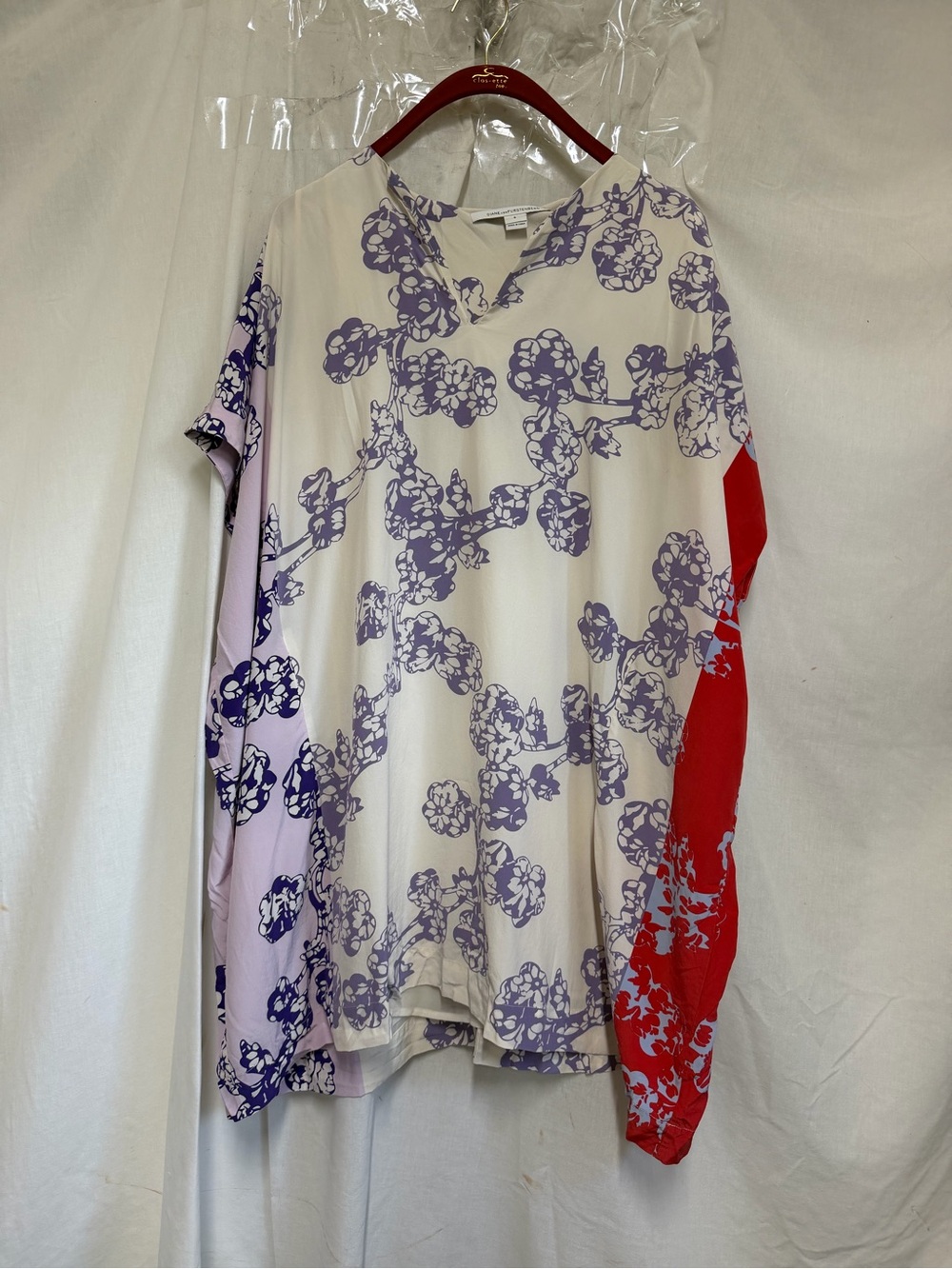 Diane Von Furstenberg Silk Kaftan Floral Swim Cover Dress S - Picture 11 of 11